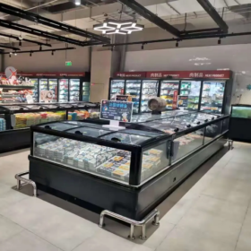 Supermarket Commercial Ice Cream Island Refrigerated Display Cabinet Sea Food Freezer