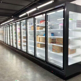 Supermarket Display Freezer Upright Multideck Glass Door Showcase Cabinet